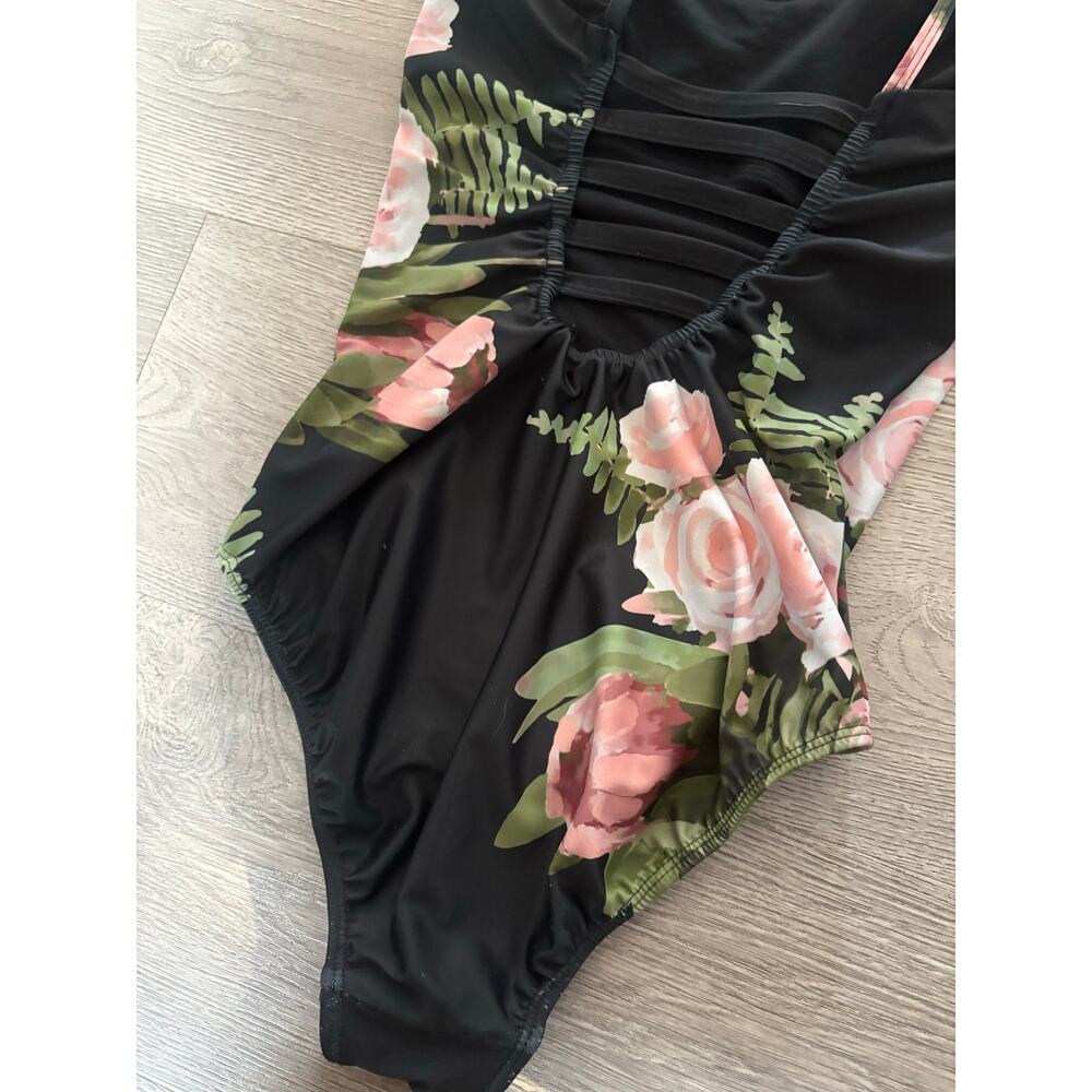 Albion The Maria Carolina Floral Rose One Piece Swimsuit XS Mesh Strappy Back - Picture 8 of 11